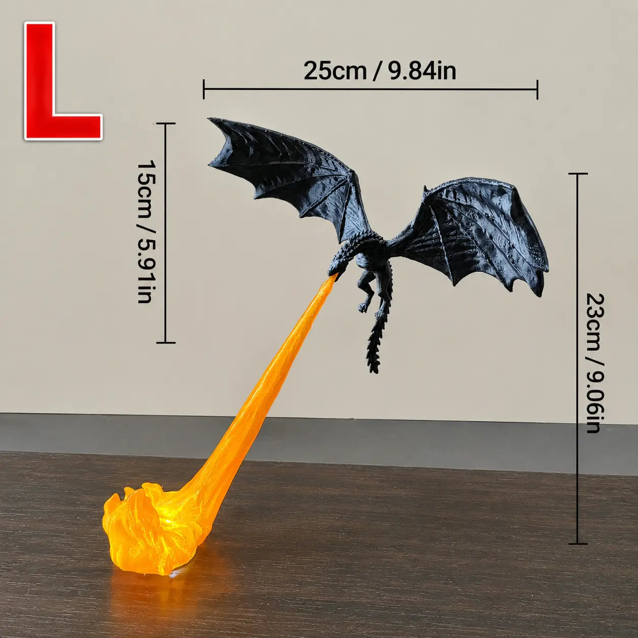 3D-Printed Illuminated Dragon Flame Book Nook – Mystical Fantasy Bookshelf Décor