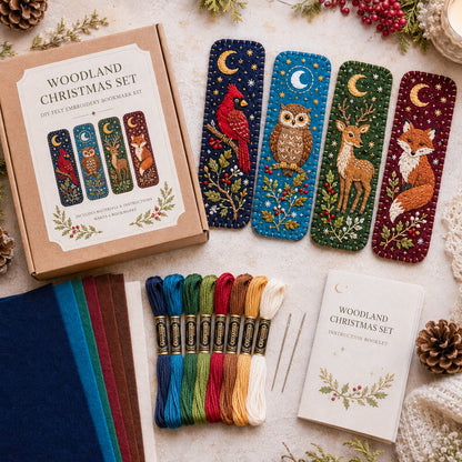 ⏳ Last Day 49% OFF – 🎄 DIY Felt Embroidery Bookmark Kit