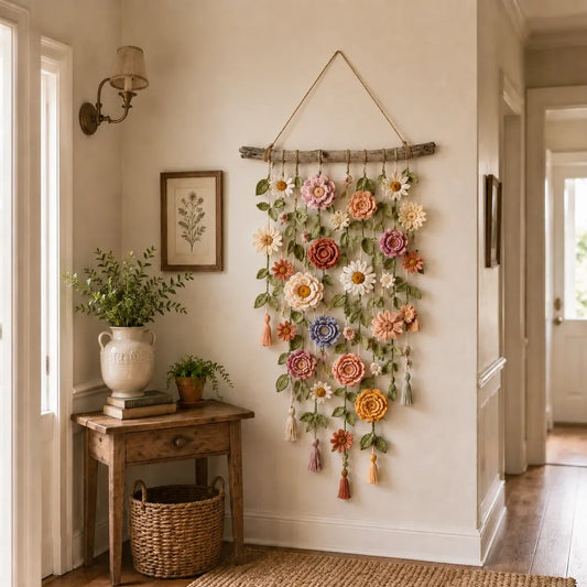 🔥🎁Boho Crochet Flower Wall Hanging Decor
