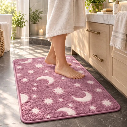 🌙 Glow-in-the-Dark Moon & Star Bathroom Mat