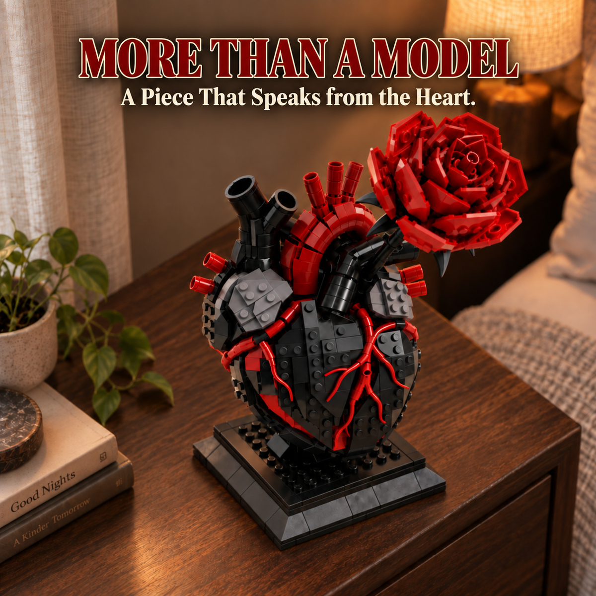 🌹My Heart Is Still Yours –🫀Gothic Flaming Heart Rose Gift Brick Set