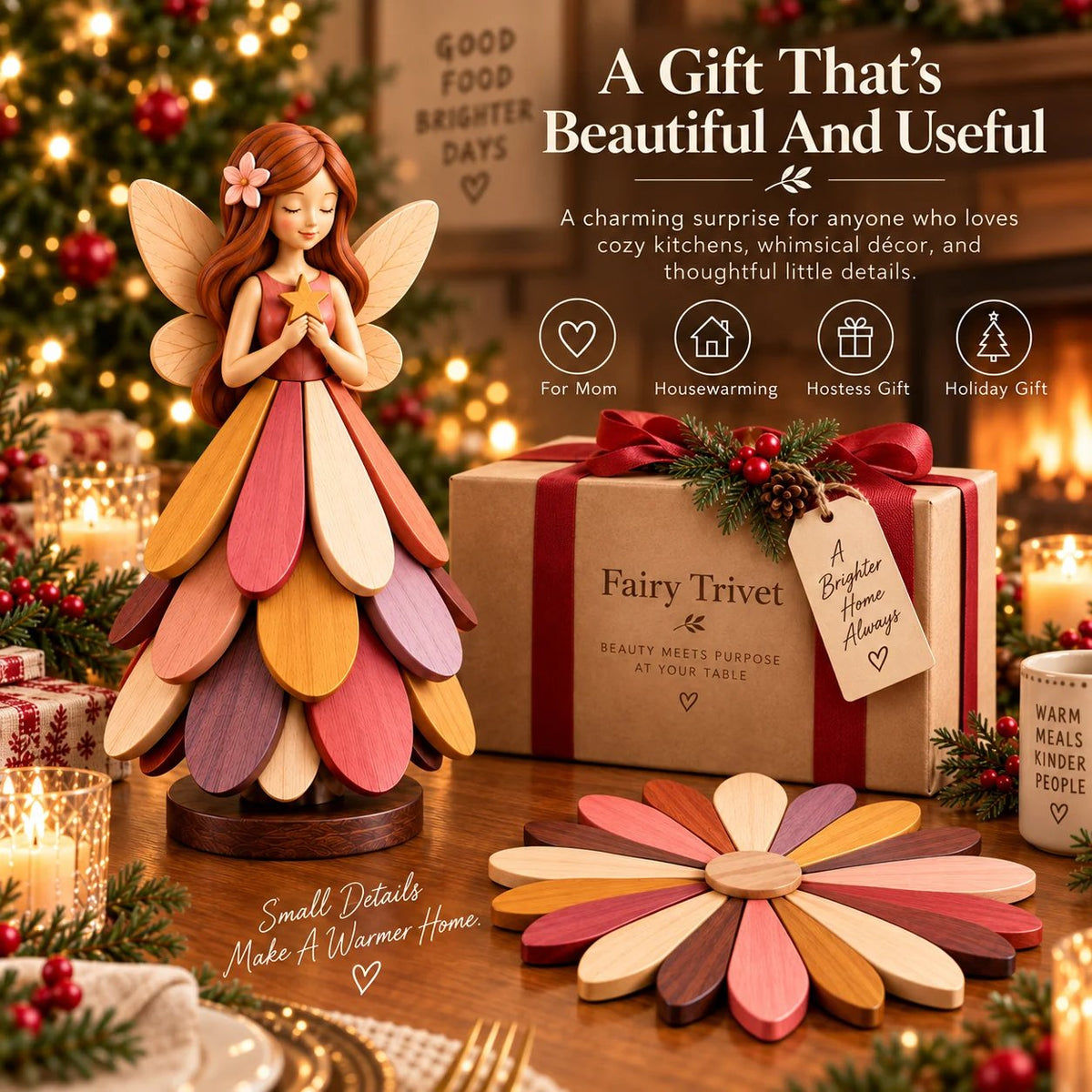 🔥 Last Day 49% OFF-🧚 Fairy Bloom Trivet – Folding Fairy Décor & Heat-Resistant Table Protector