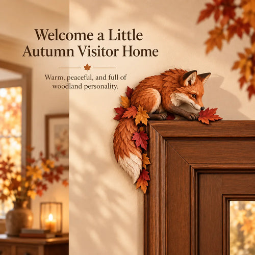 🔥LAST DAY 49% OFF - 🦊Autumn Fox & Maple Leaves Door Frame Corner Decor