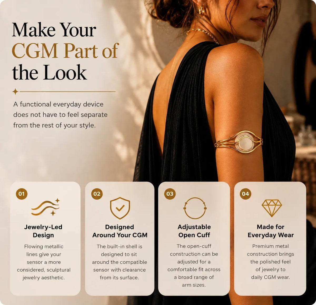 🔥Last Day Only＄12.99🔥Sensor Armband – Adjustable Jewelry‑Style Holder for Compatible Sensors