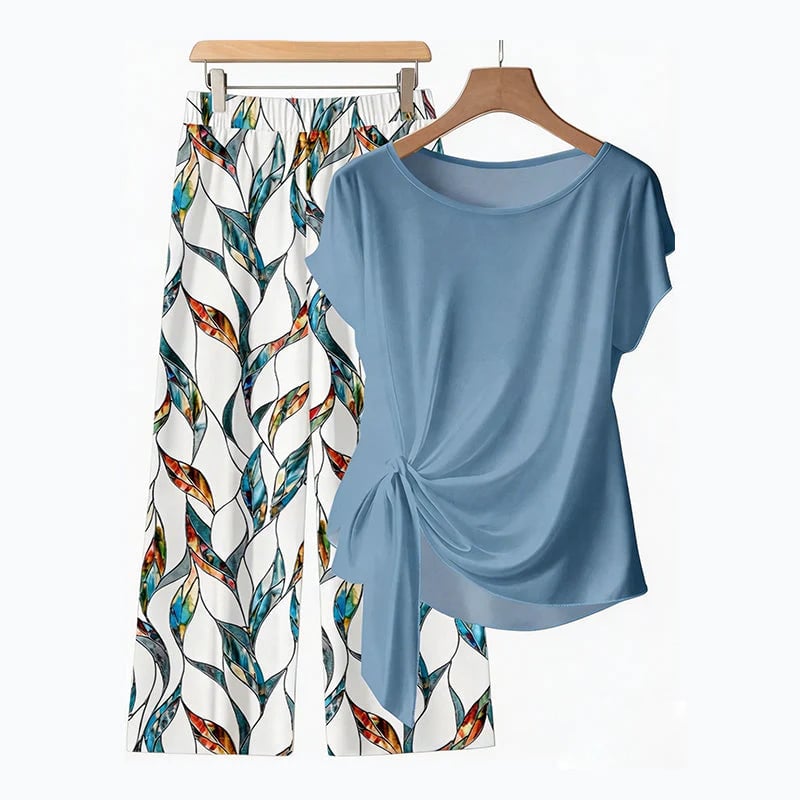 👚  NOW! 🌸 Women's Side-Tie Top & Patterned Pants Set – Flowy, adjustable fit & perfect for summer vacations or resort wear 👖