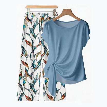 👚  NOW! 🌸 Women's Side-Tie Top & Patterned Pants Set – Flowy, adjustable fit & perfect for summer vacations or resort wear 👖