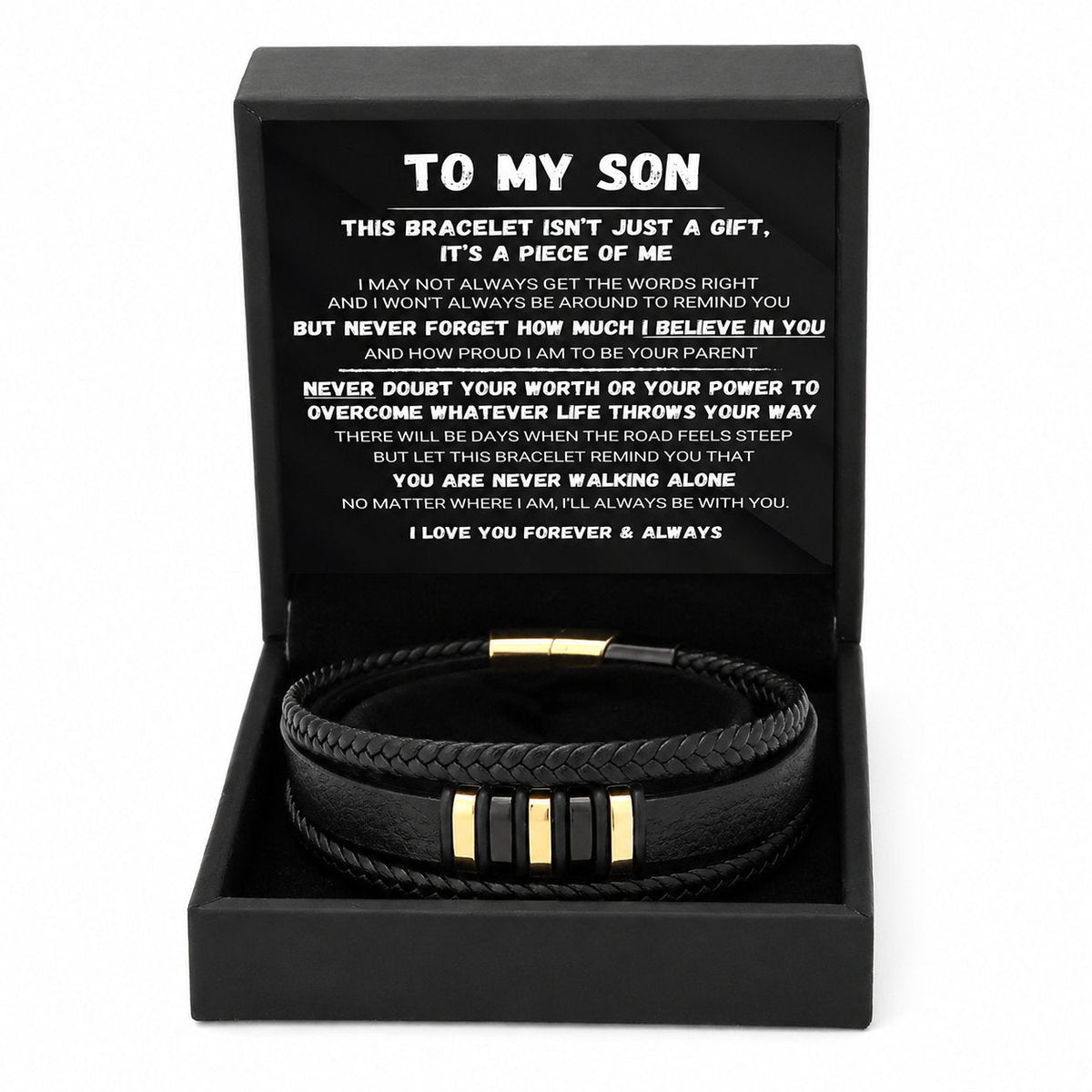 🖤To My Son — Never Walk Alone Braided Bracelet Set