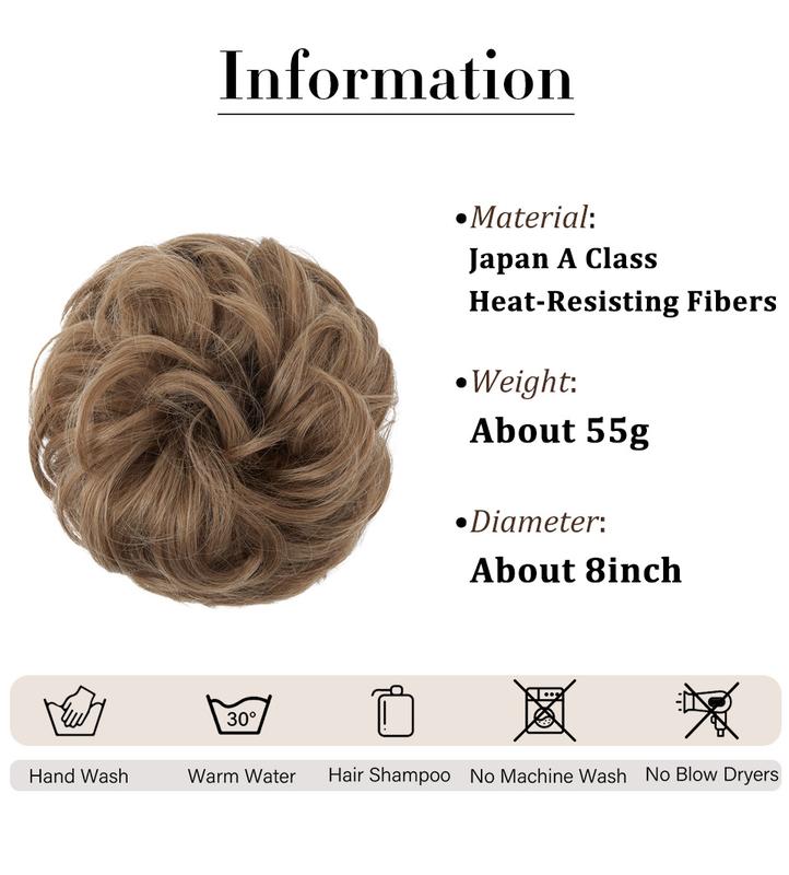 💗Messy Curly Hair Bun Scrunchie Extensions