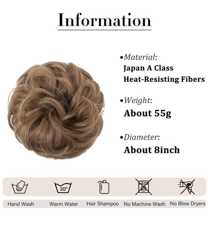 💗Messy Curly Hair Bun Scrunchie Extensions