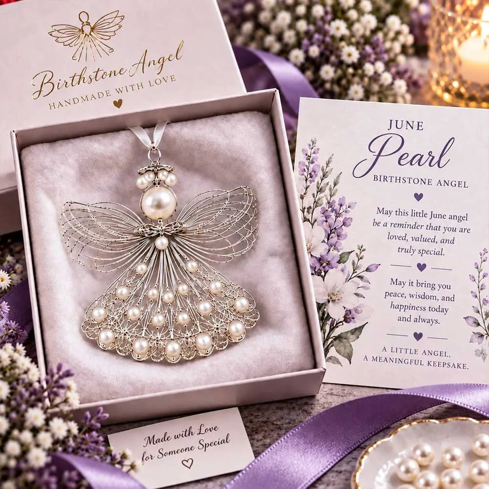 ⏳ Last Day 48% OFF – 👼Handmade Birthstone Angel Wire Ornament |12 Meaningful Birthstone Colors with Keepsake Card ✨