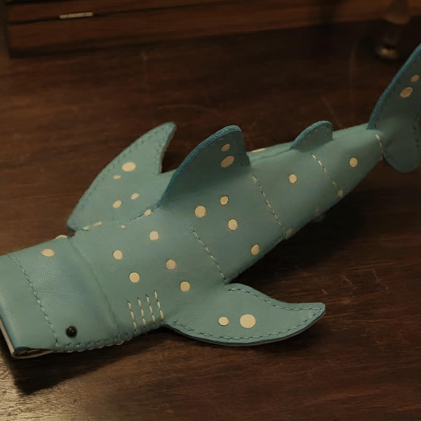 🦈Handmade Cute Whale Shark Leather Pouch | Fun Pinch-to-Open Pouch