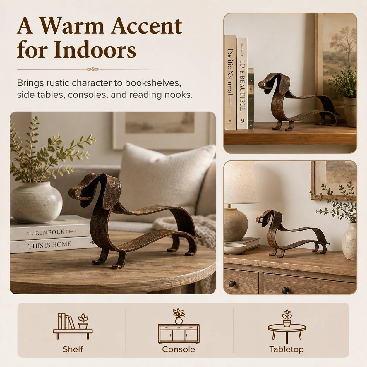 🐶🐴🎨Rustic Charm, Horse Dachshund Style — Metal Sculpture for Home & Garden