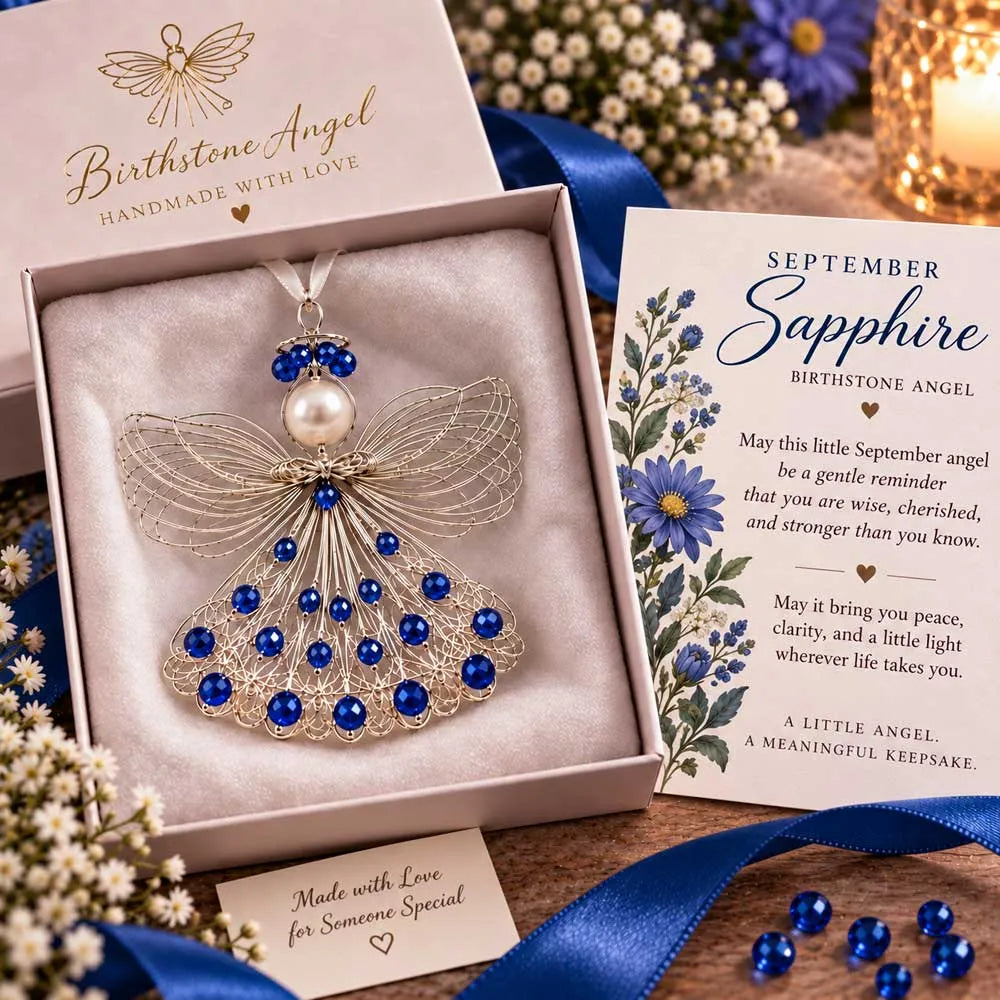 ⏳ Last Day 48% OFF – 👼Handmade Birthstone Angel Wire Ornament |12 Meaningful Birthstone Colors with Keepsake Card ✨