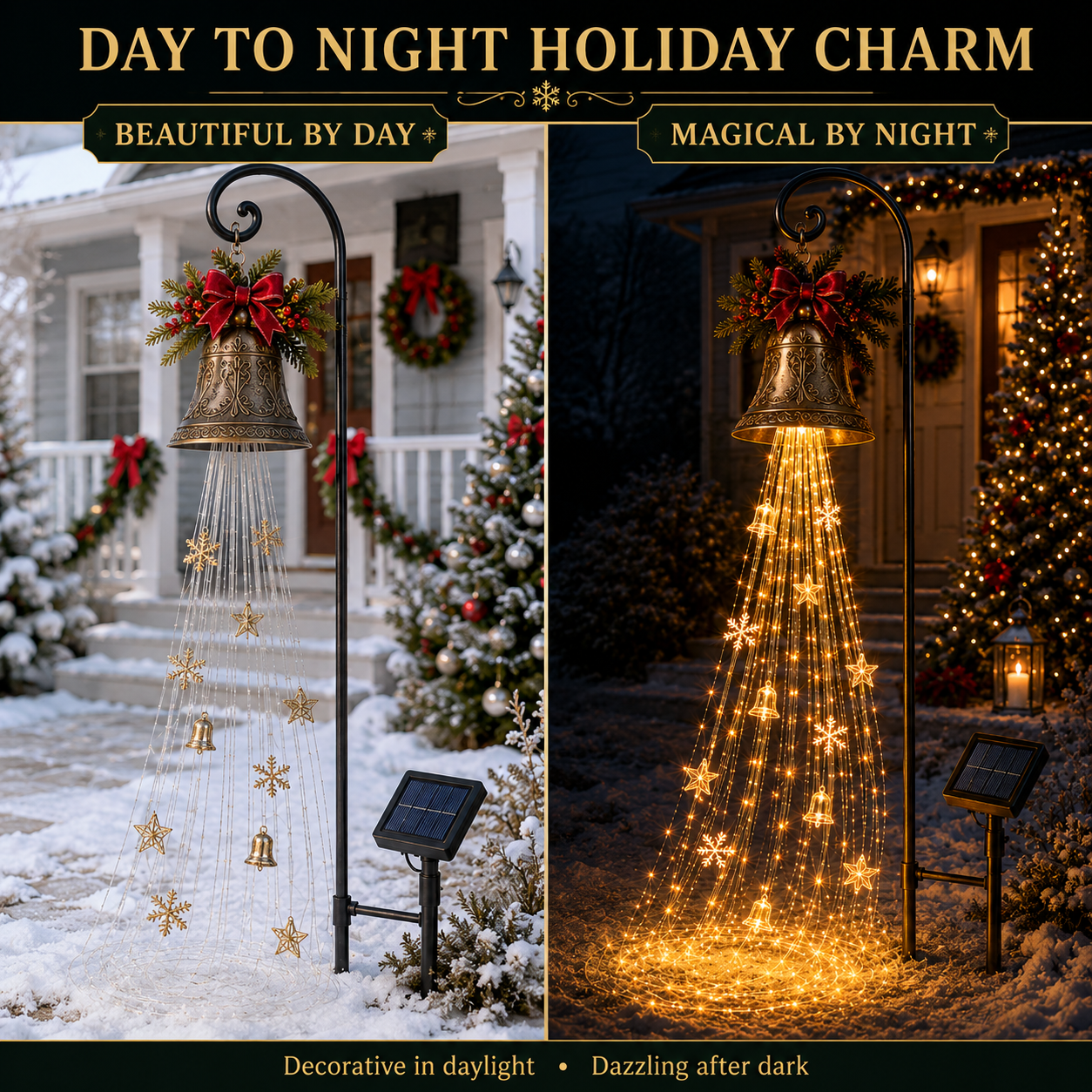 🔥Hot Sale 49% OFF🎄 Christmas Bell Cascade Solar Yard Light✨