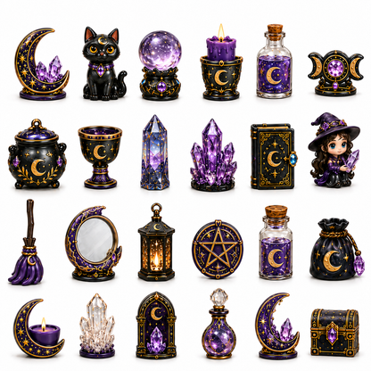 Crystal Witch Advent Calendar 2026 – 24 Days of Magical Crystal Miniatures, Mystical Witchy Collectibles & Enchanting Gifts for Fantasy Lovers