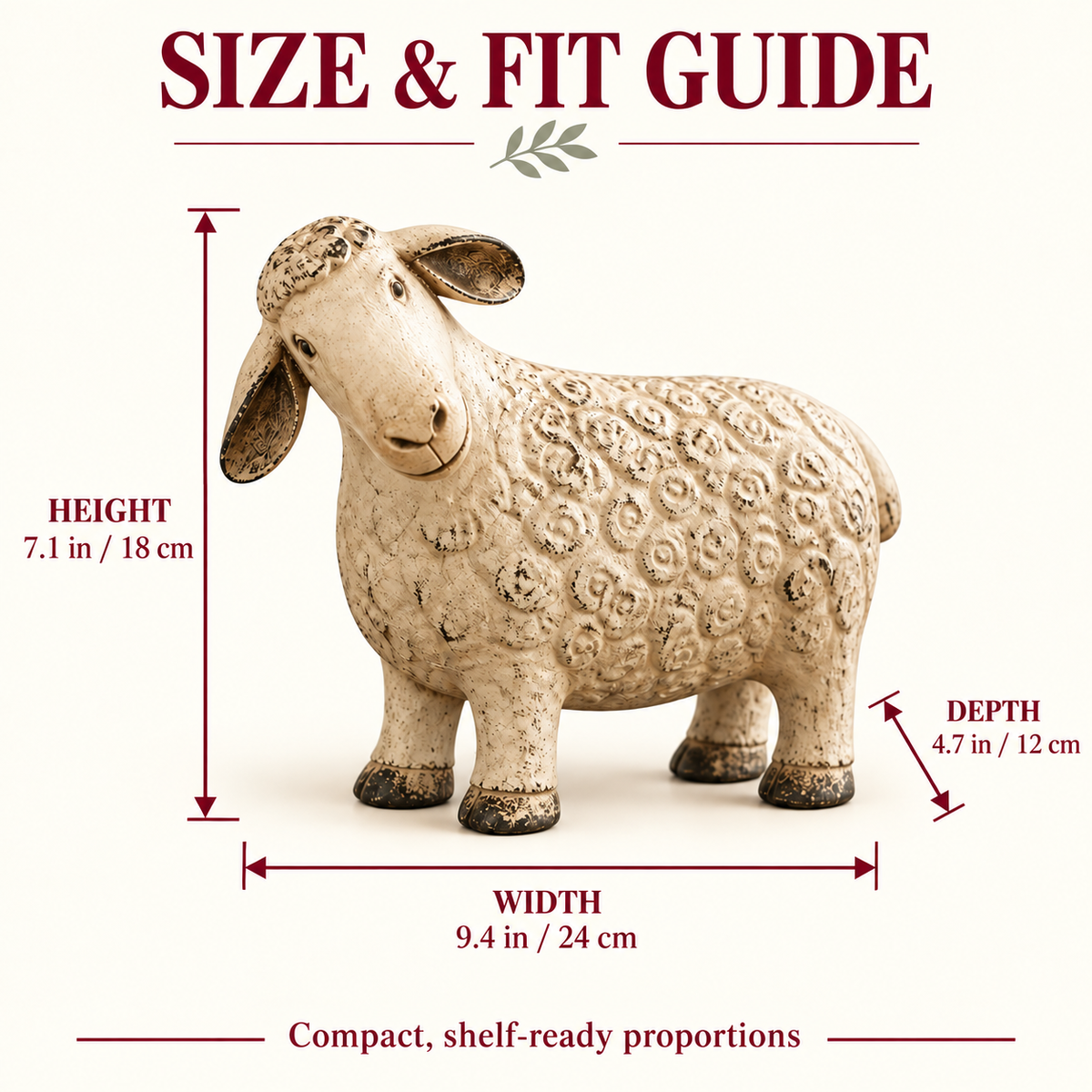 🐑 Rustic Vintage Sheep Figurine – Farmhouse Lamb Tabletop Decor