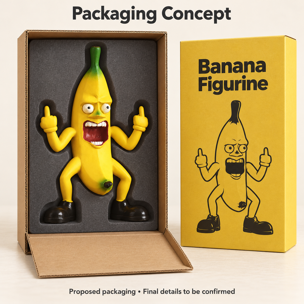 🍌🖕 Angry Banana Middle Finger Figurine – Hilarious Desk Decor & Gag Gift