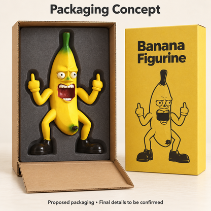 🍌🖕 Angry Banana Middle Finger Figurine – Hilarious Desk Decor & Gag Gift