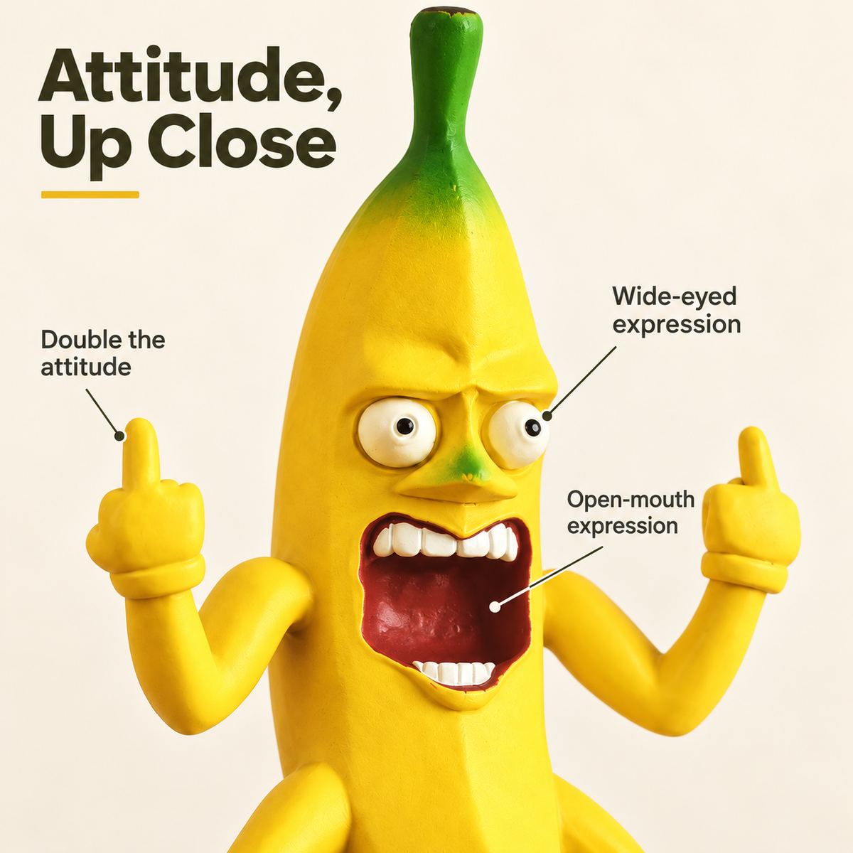 🍌🖕 Angry Banana Middle Finger Figurine – Hilarious Desk Decor & Gag Gift