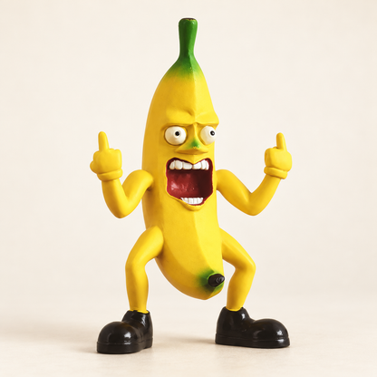 🍌🖕 Angry Banana Middle Finger Figurine – Hilarious Desk Decor & Gag Gift