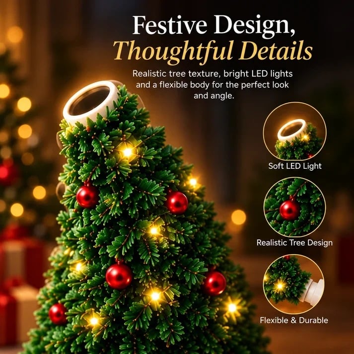 🎄 Flexible Christmas Tree LED Lamp – USB-Powered Cozy Holiday Decor