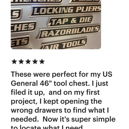 Custom Premium Magnetic Toolbox Labels for Tool Organization - 12 Pack of High Quality 3D Printed Personalized Magnets