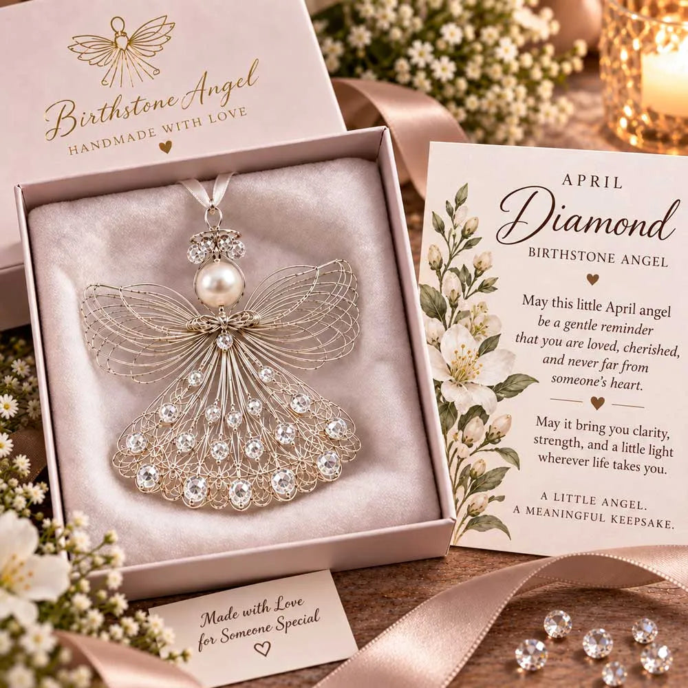 ⏳ Last Day 48% OFF – 👼Handmade Birthstone Angel Wire Ornament |12 Meaningful Birthstone Colors with Keepsake Card ✨