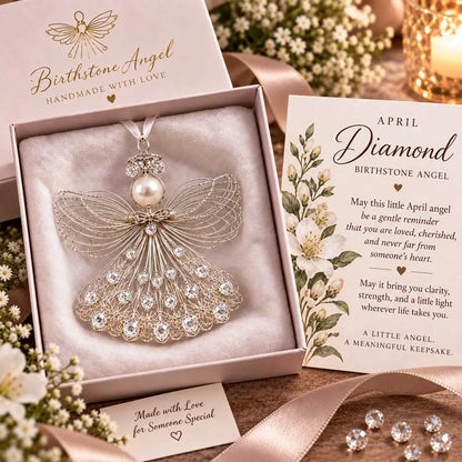 ⏳ Last Day 48% OFF – 👼Handmade Birthstone Angel Wire Ornament |12 Meaningful Birthstone Colors with Keepsake Card ✨