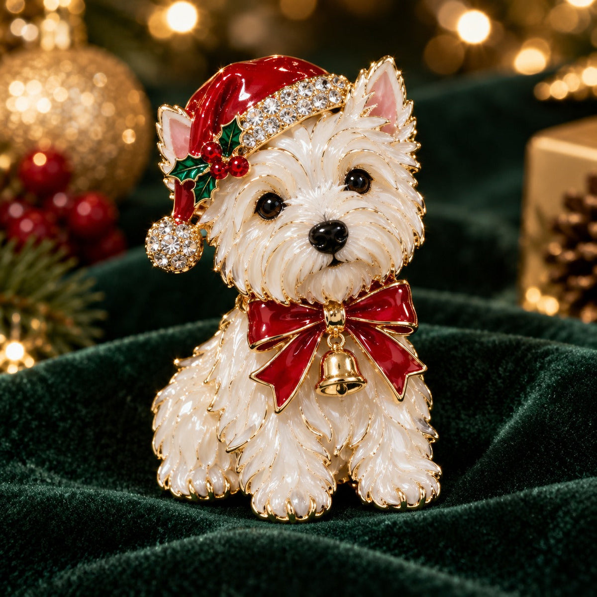 🎄🐶 Christmas Westie & Yorkshire Terrier Dog Brooches