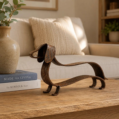 🐶🐴🎨Rustic Charm, Horse Dachshund Style — Metal Sculpture for Home & Garden
