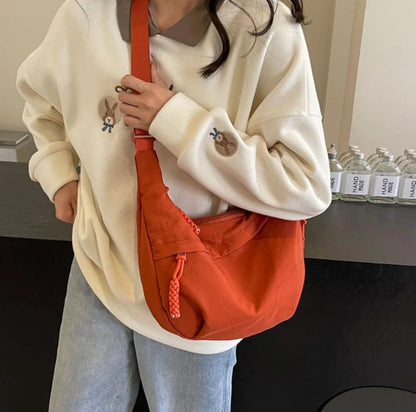 Designer Direct Sales👜Women's Fashion Plain Color Nylon Crossbody Hobo Bag