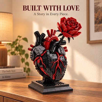 🌹My Heart Is Still Yours –🫀Gothic Flaming Heart Rose Gift Brick Set