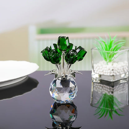 ✨🌹Crystal Colorful Rose Flower Collectible Figurine with Vase