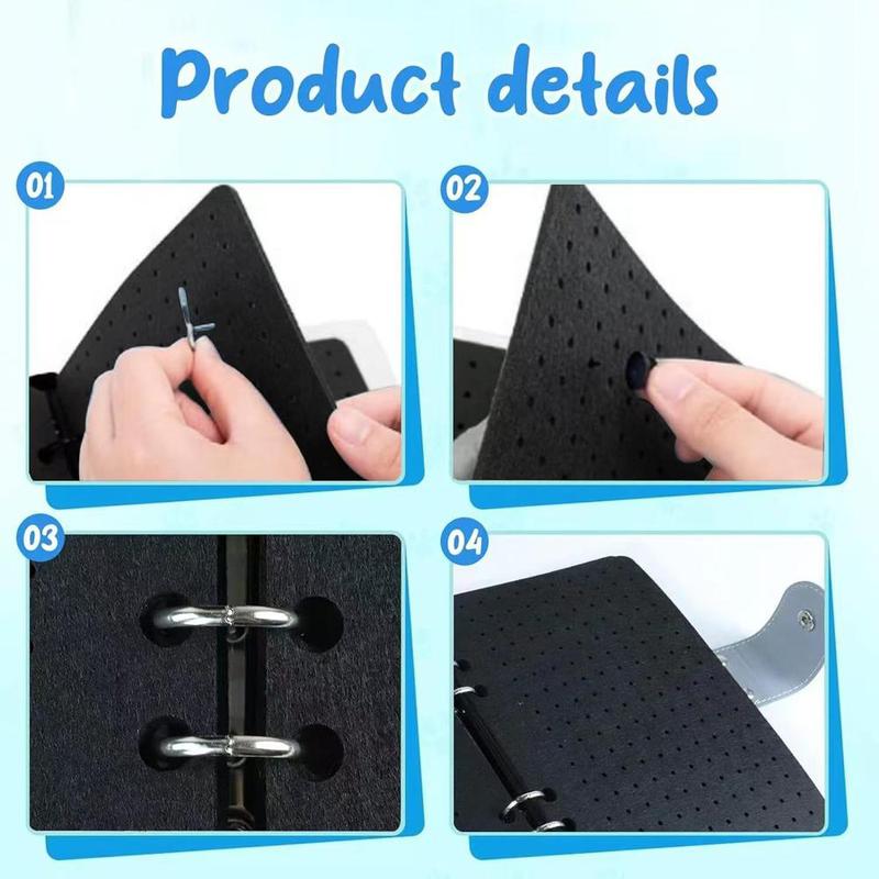 📌8 Pages Clear Felt Pin Display Book