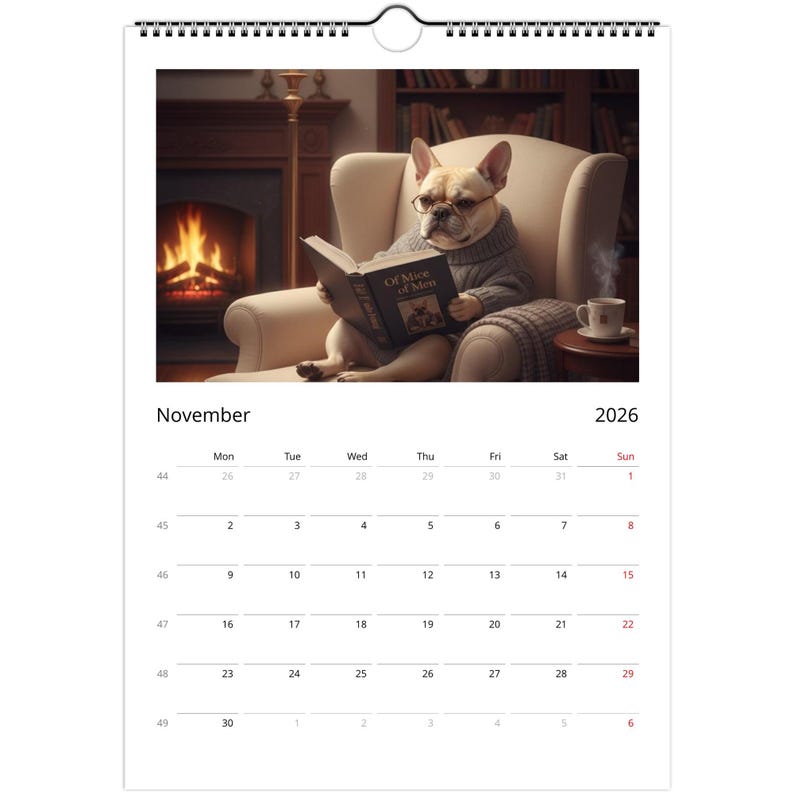 French bulldog Calendar 2026 - Daily Activities