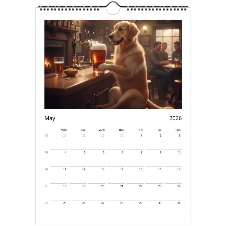 Golden Retriever dog Calendar 2026 - Daily Activities