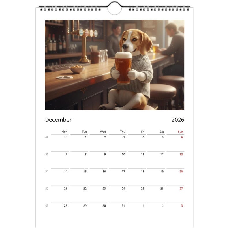 Beagle dog Calendar 2026 - Daily Activities