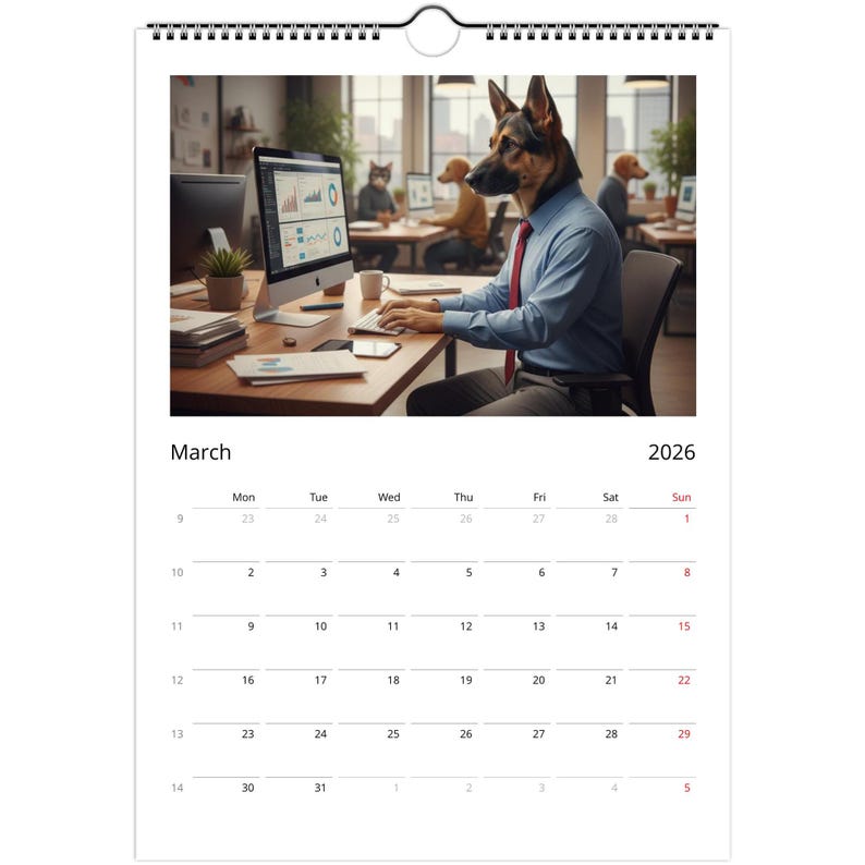 German Shepherd (Alsatian) Calendar 2026 - Daily Activities