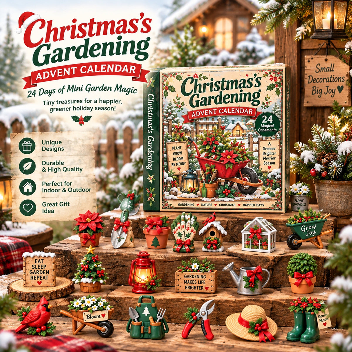 Christmas Gardening Advent Calendar 2026 - 24-Day Festive Countdown, Acrylic Charms Blind Box