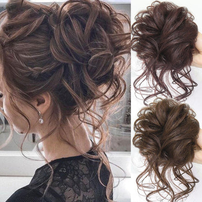 💗Messy Curly Hair Bun Scrunchie Extensions