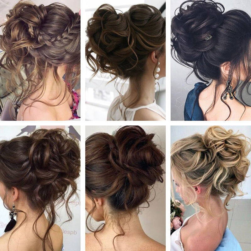 💗Messy Curly Hair Bun Scrunchie Extensions