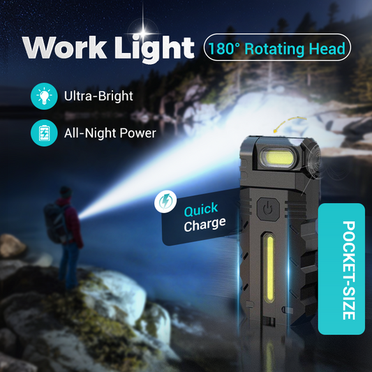 💎 49% OFF! 💎 180° Rotating Head LED Work Light – Dual Beam, Magnetic Base & USB-C Rechargeable