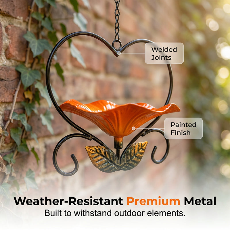 💖🐦 Heart-Shaped Bird Feeder – Floral, Hanging,Perfect for Backyard or Balcony 🏡💕🌼🎀