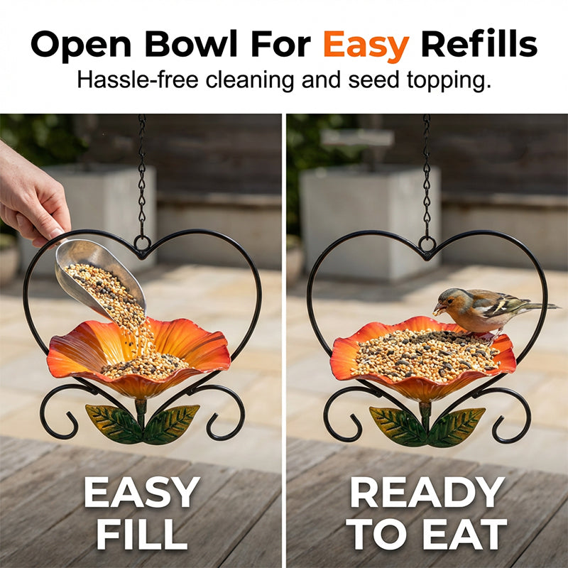 💖🐦 Heart-Shaped Bird Feeder – Floral, Hanging,Perfect for Backyard or Balcony 🏡💕🌼🎀