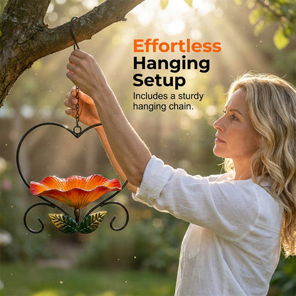💖🐦 Heart-Shaped Bird Feeder – Floral, Hanging,Perfect for Backyard or Balcony 🏡💕🌼🎀