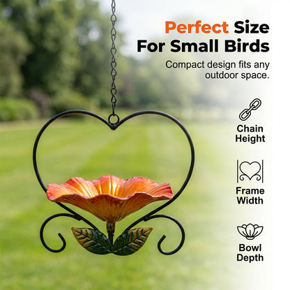 💖🐦 Heart-Shaped Bird Feeder – Floral, Hanging,Perfect for Backyard or Balcony 🏡💕🌼🎀