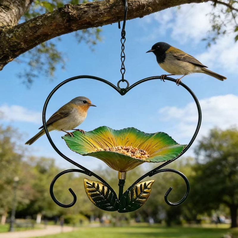 💖🐦 Heart-Shaped Bird Feeder – Floral, Hanging,Perfect for Backyard or Balcony 🏡💕🌼🎀