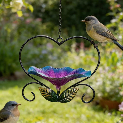 💖🐦 Heart-Shaped Bird Feeder – Floral, Hanging,Perfect for Backyard or Balcony 🏡💕🌼🎀