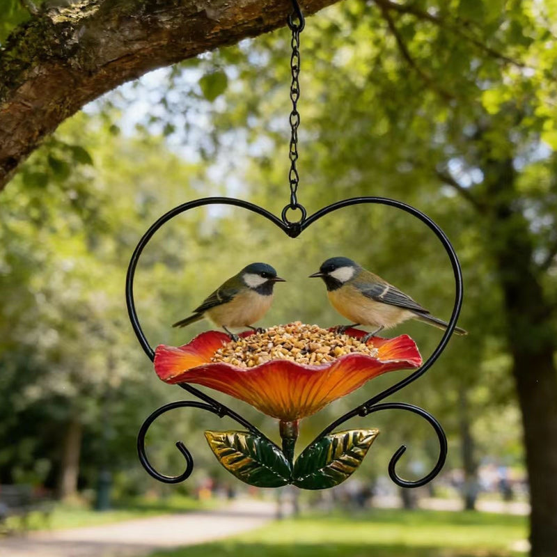 💖🐦 Heart-Shaped Bird Feeder – Floral, Hanging,Perfect for Backyard or Balcony 🏡💕🌼🎀