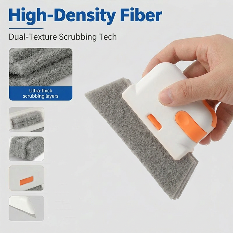 3-in-1 Window Track Cleaning Tool with Scrubbing Pad